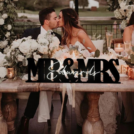 Mr & Mrs Acrylic Personalized Top Table Sign